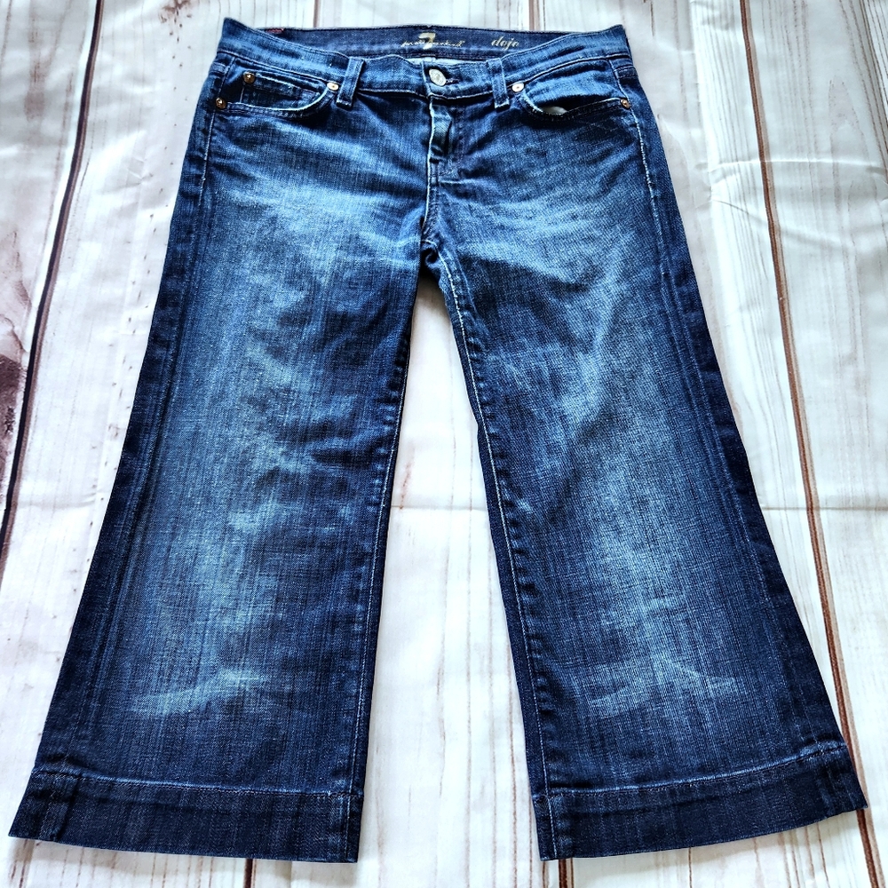 7 For All Mankind "Dojo" Crop Bermuda Wide Leg High Rise Shorts | Womens Size 26 - Picture 3 of 10